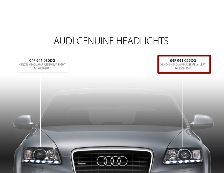 Audi Headlight Assembly (A6 C6, Xenon, Left) 4F0941029DG by Genuine OEM  Europa Parts
